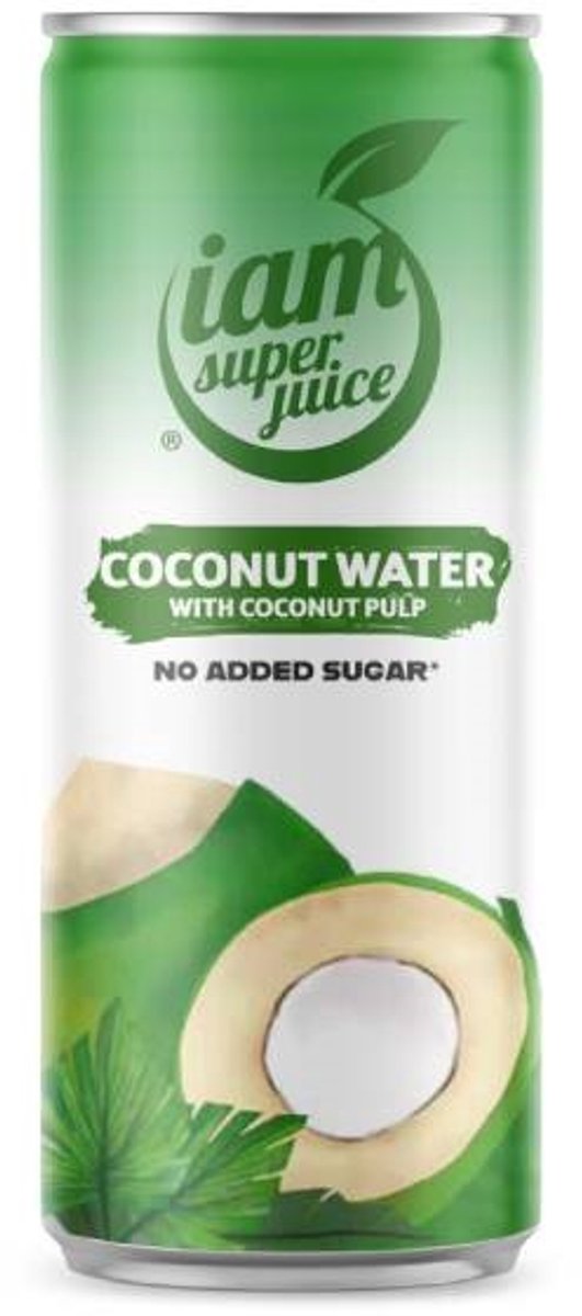 I am superjuice coconut water 12x0,33l - - 100% pure kokoswater - zonder: toegevoegde suikers, zoetstoffen, conserveringsmiddelen, concentraat, kleurstoffen of andere toevoegingen - 100% puur natuurlijk - kokosdrank