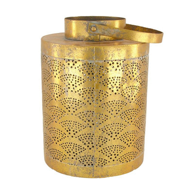 Naturel collections lantaarn metaal met glas ø17,5x26cm goud