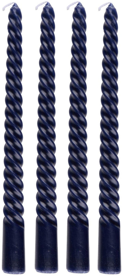 Arti casa gedraaide dinerkaarsen set van 4 - blauwe kaarsen 25 cm met 5 uur brandtijd - twisted dinerkaarsen voor kandelaar en decoratie - ø2 x 25 cm
