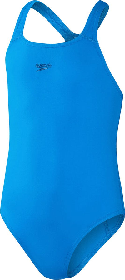 Speedo endurance+ medalist meisjes sportbadpak - kleurvast badpak meisjes - chloorbestendig zwempak meisjes - sportbadpak kids met medalist-rug - blauw - maat 152