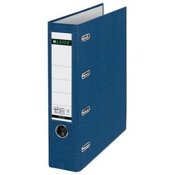 Bankordner leitz karton a4 rugbreedte 74mm blauw etiket grijpgat randbeschermers