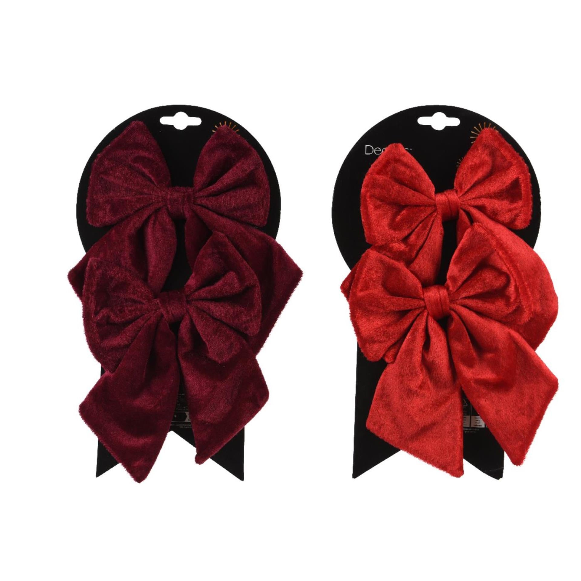 Decoris strik rood bordeaux set van 2 14x17cm