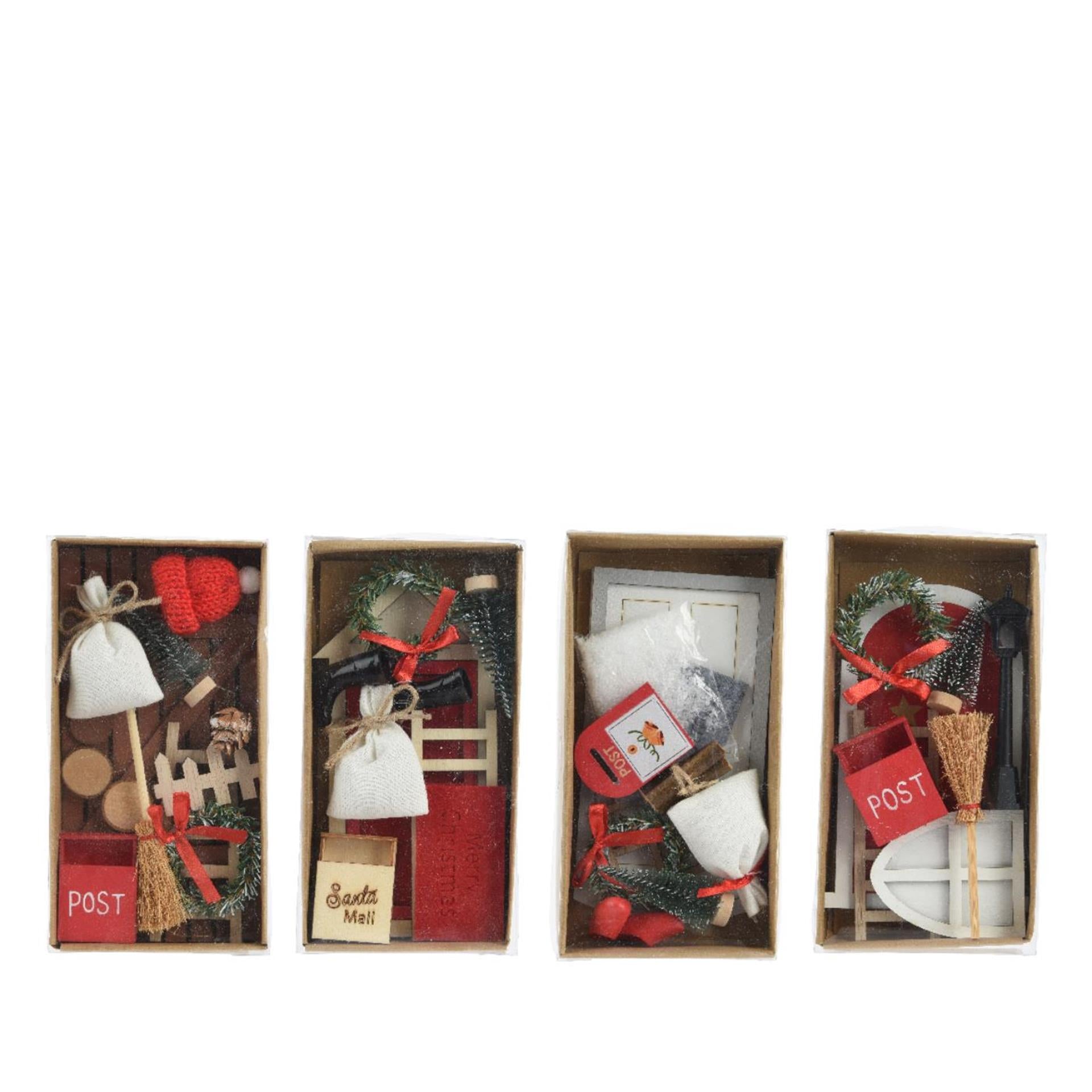 Decoris kerstdorp accessoires set hout 15x6x24cm