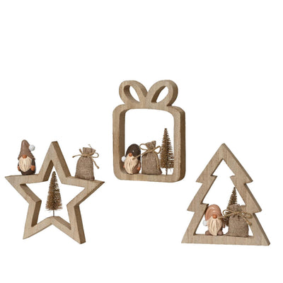 Decoris kerstdecoratie met gnoom 14,5x16,5cm