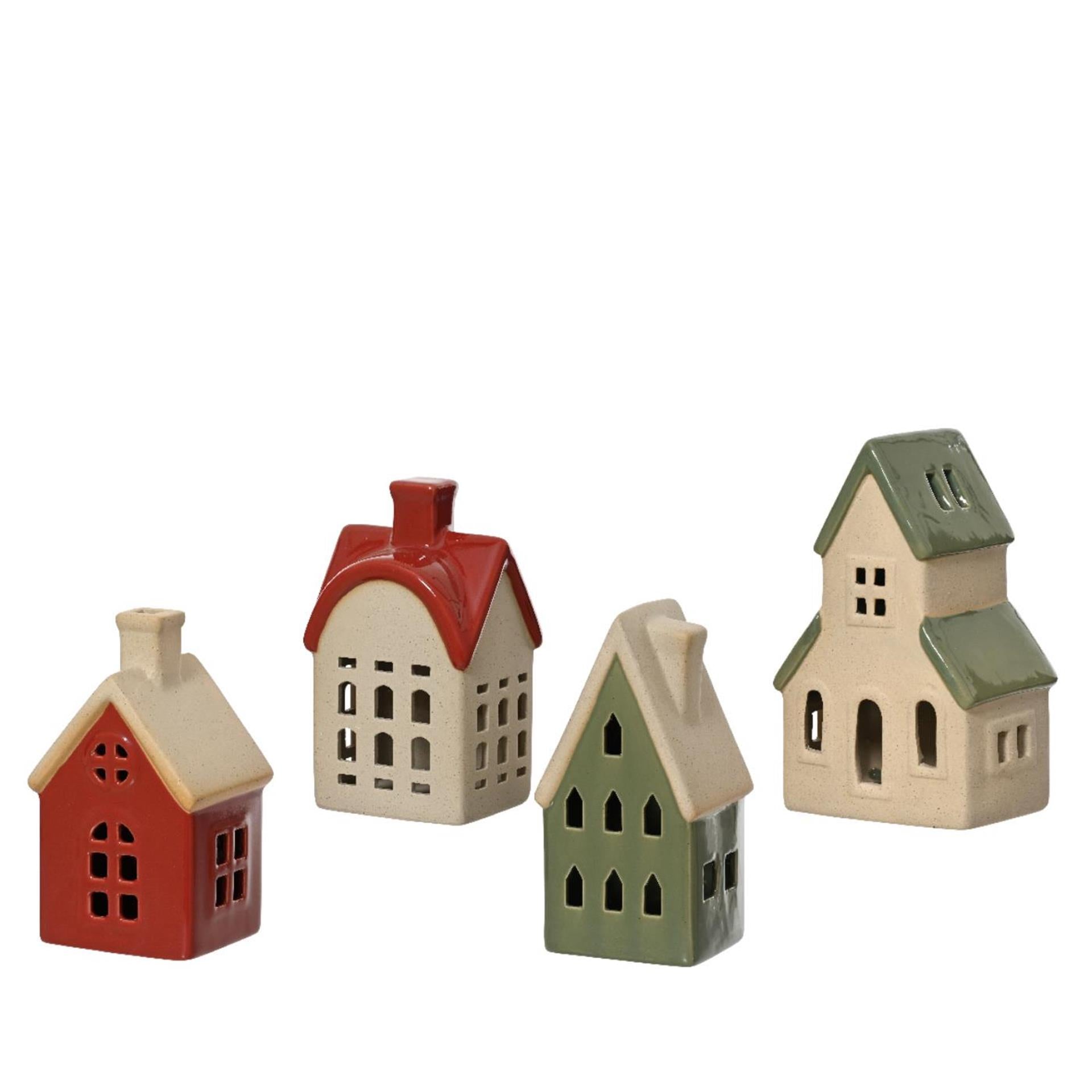 Decoris kerst huis porselein 8,3x11x17,9cm