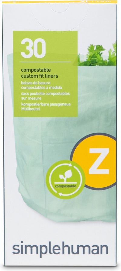 Ttp concepts simplehuman code z afvalzakken composteerbaar - 4 liter - 30 stuks - met trekband - groen