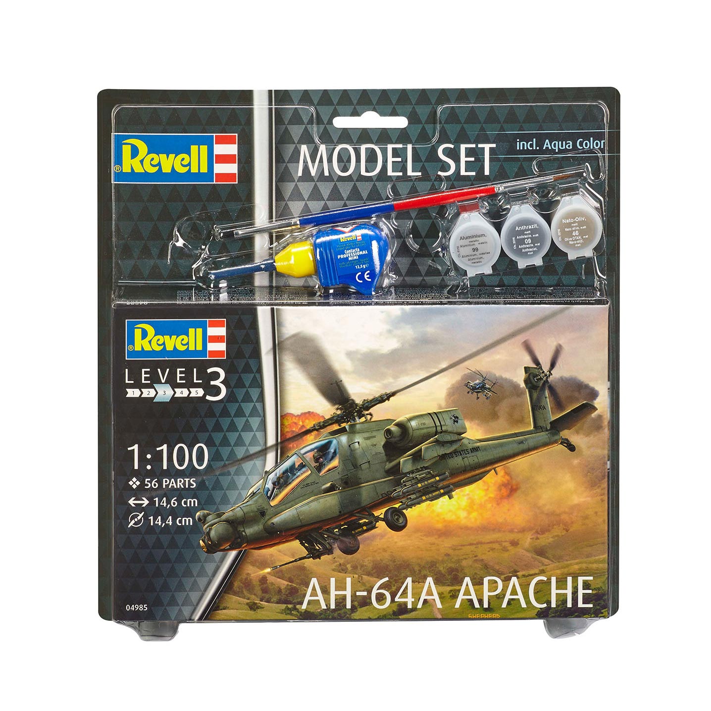 Revell model set - ah-64a apache 56dlg. - incl. basiskleuren verf