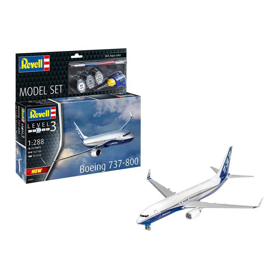Revell modelbouwpakket - boeing 737-800 1:288 - 25dlg. - incl. basiskleuren verf