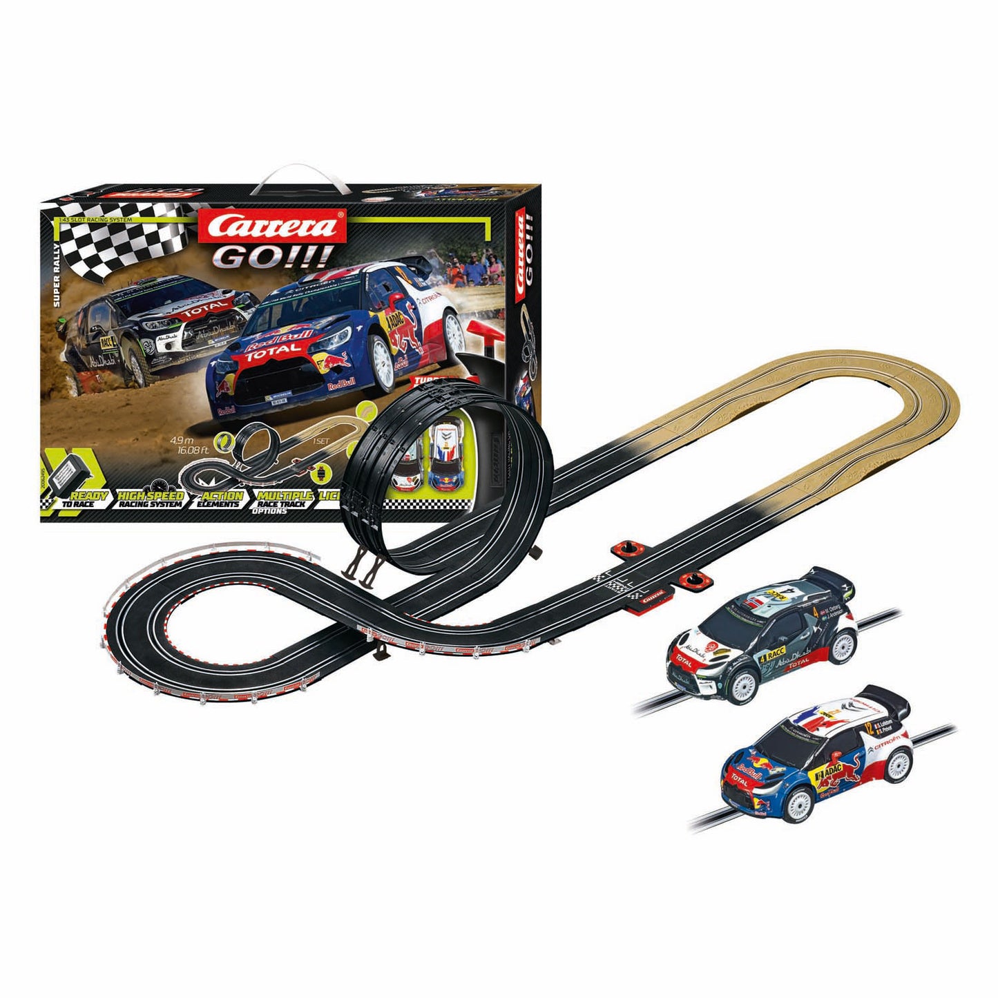 Carrera go!!! super rally - racebaan met 2 auto's - 1:43