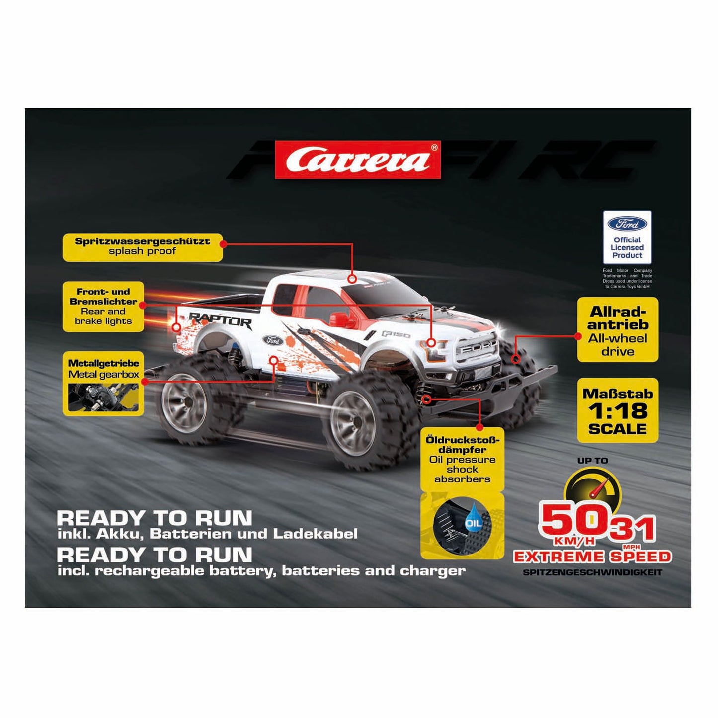Carrera rc 2,4ghz ford f-150 raptor -px- - 50 km u