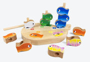 Clavis uitgeverij genechten*4 in 1 houten spel klein wit visje. stapel, hengel, tel en rijg - afbeelding 2