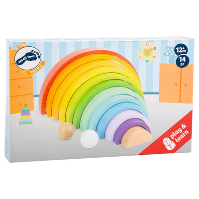 Small foot - houten bouwblokken regenboog xl, 14dlg.