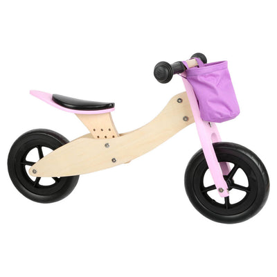 Small foot - houten driewieler en loopfiets 2in1 maxi roze