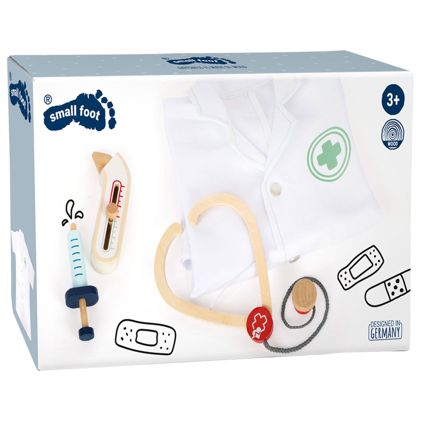 Small foot - dokterjas met houten accessoires, 4dlg.