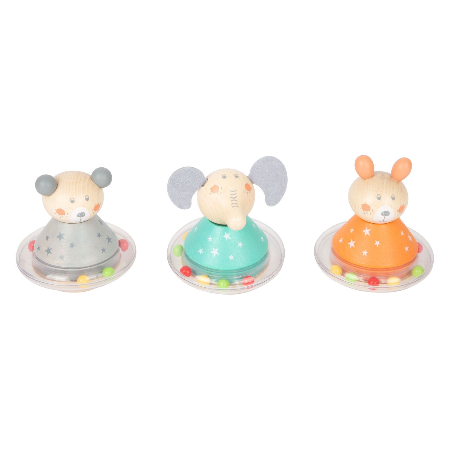 Small foot - houten tuimelaar rammelaar beer, per stuk
