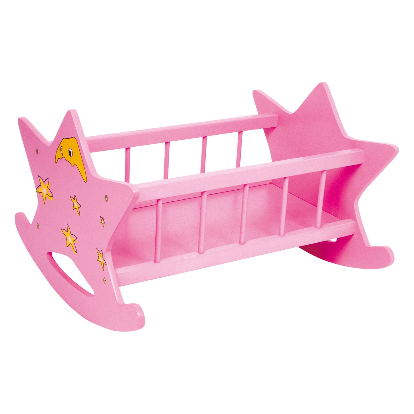 Small foot - houten poppenbed ster roze