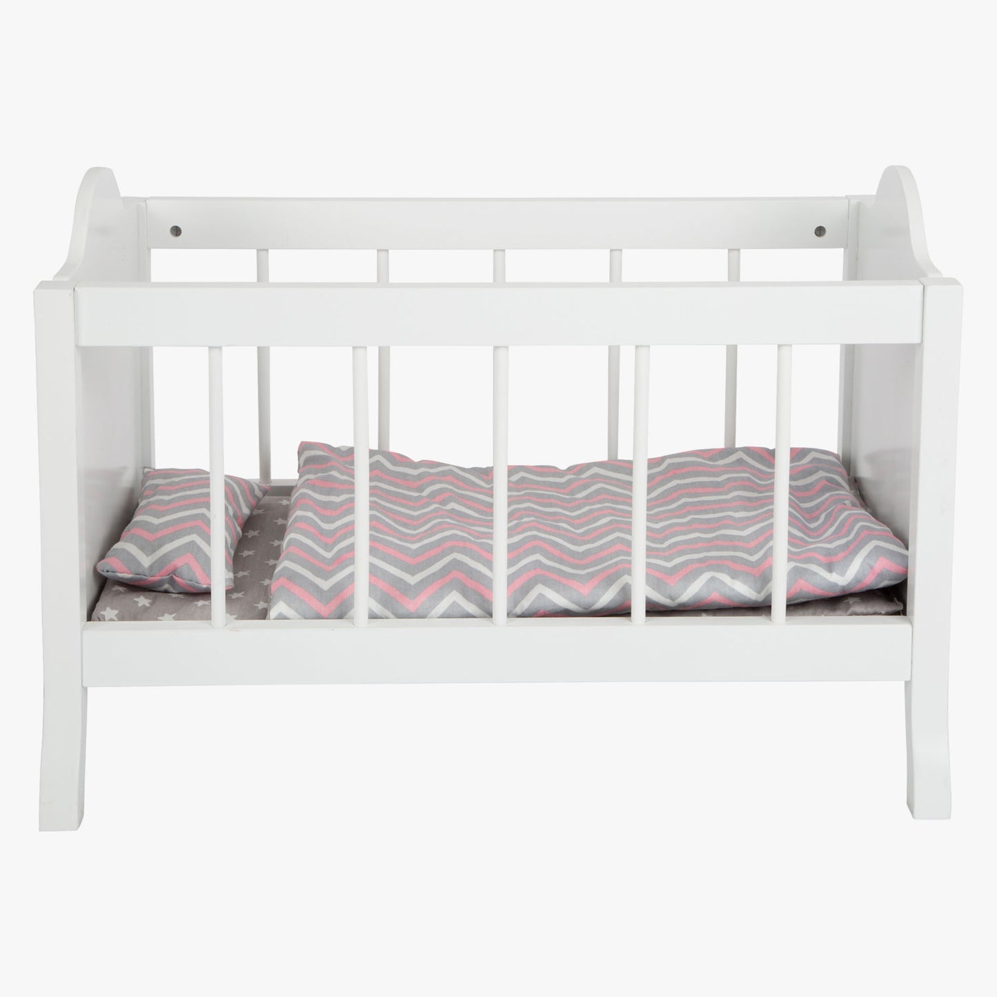 Small foot poppenbed met beddengoed junior 50 x 30 cm hout wit