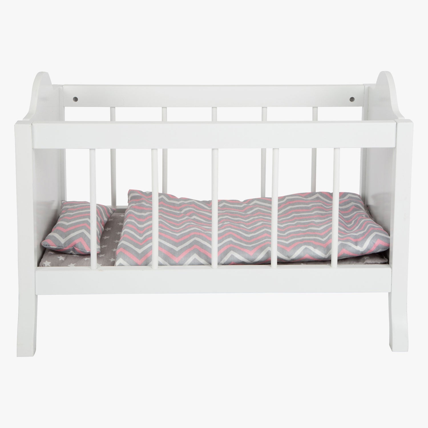 Small foot poppenbed met beddengoed junior 50 x 30 cm hout wit