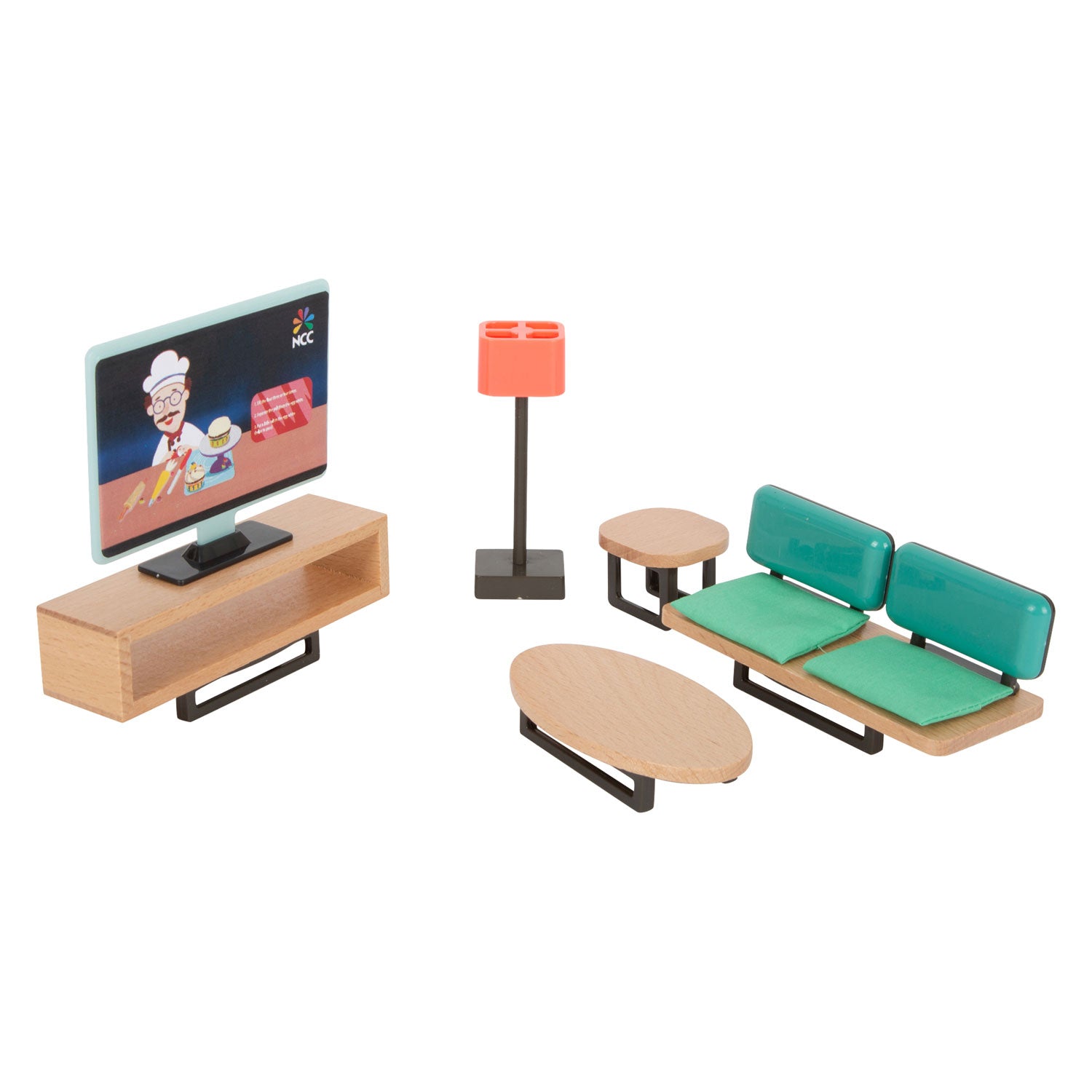 Small foot - houten poppenhuis meubeltjes modern complete set, 31dlg.