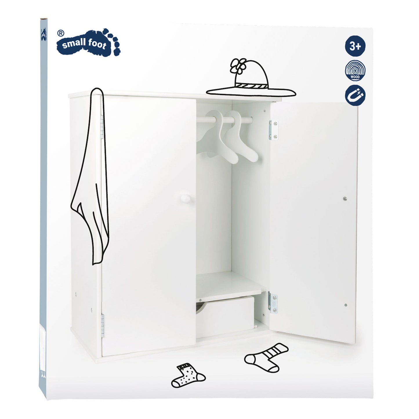 Small foot houten poppen kledingkast 53 cm wit