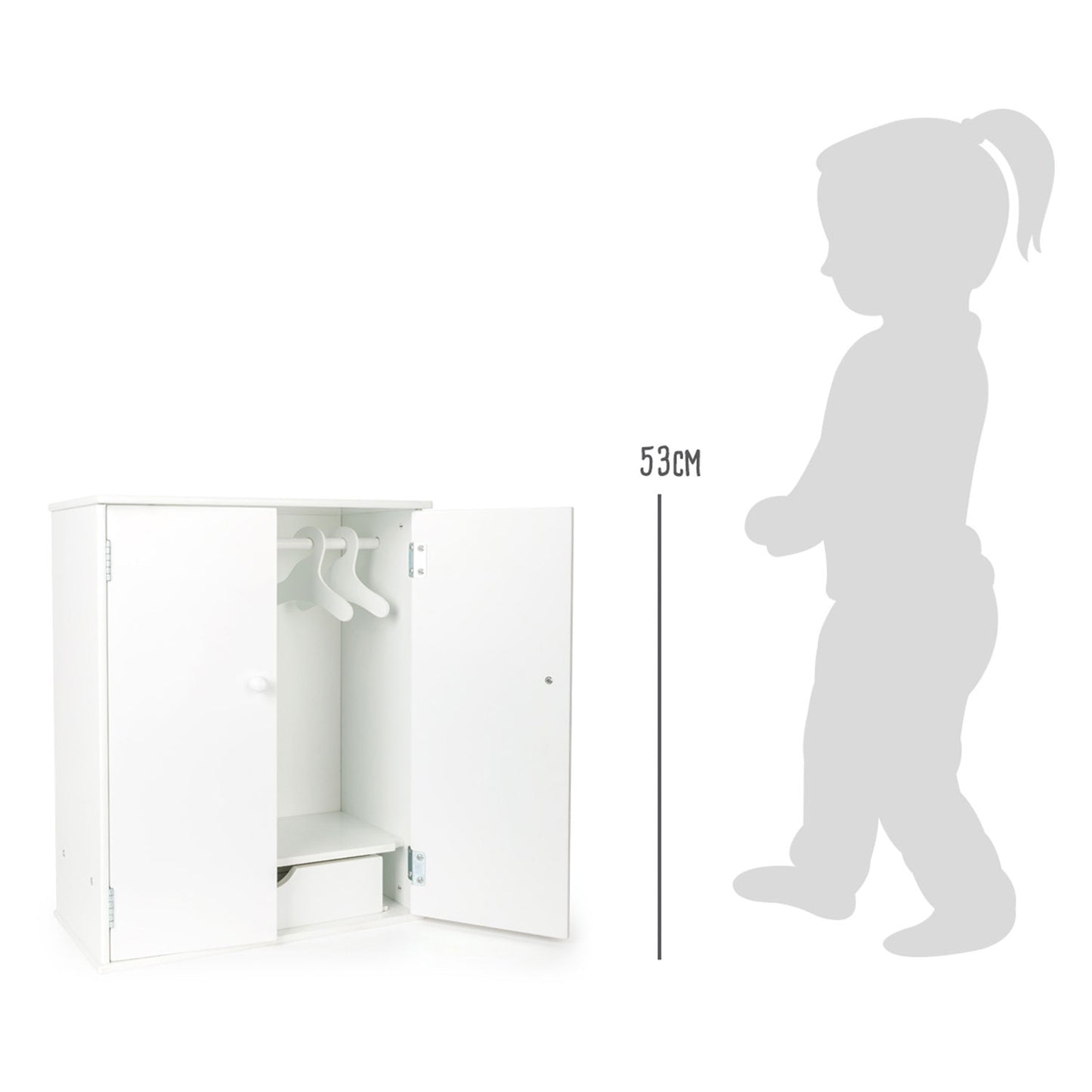 Small foot houten poppen kledingkast 53 cm wit