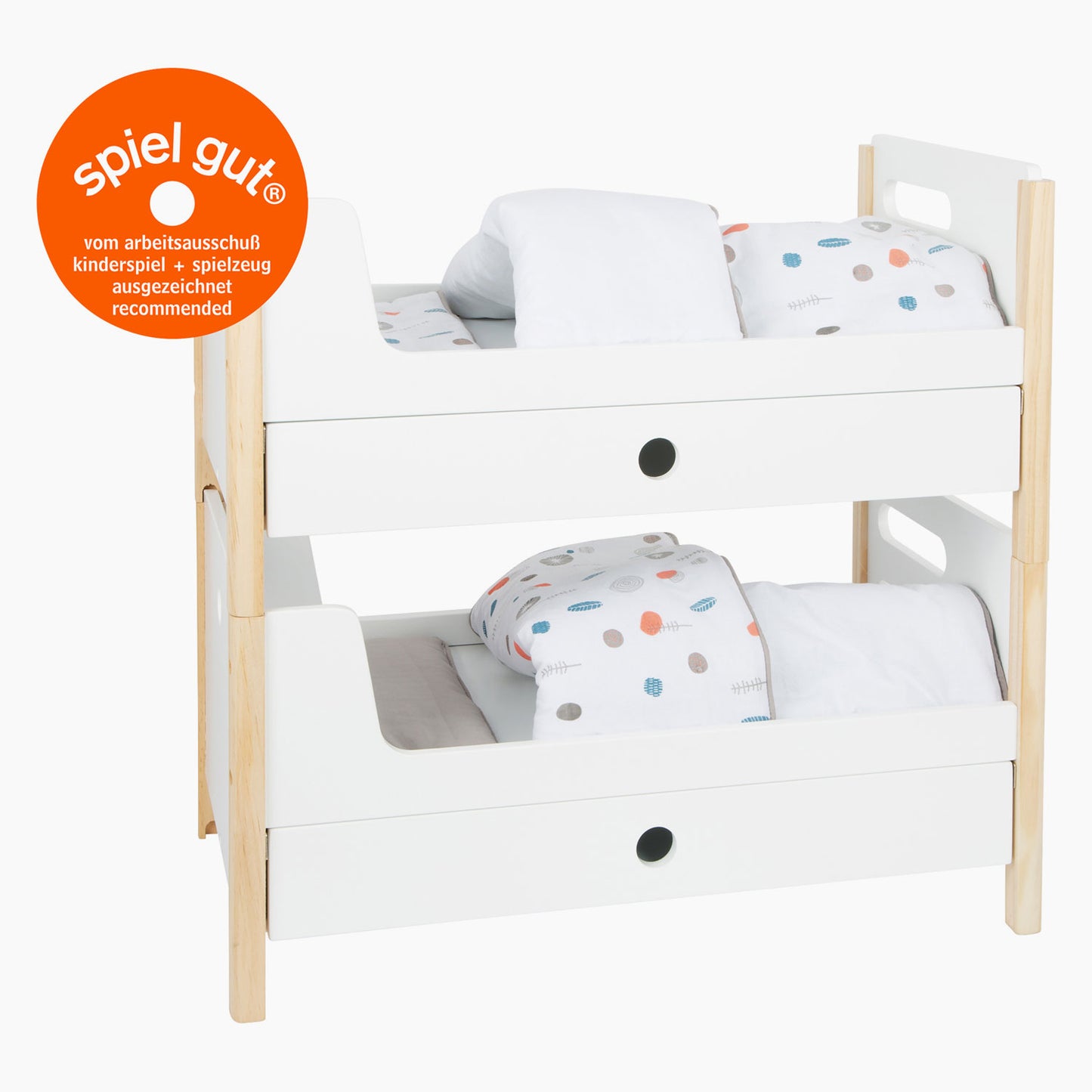 Small foot - houten poppenhoogslaper little button met beddengoed, 6dlg.