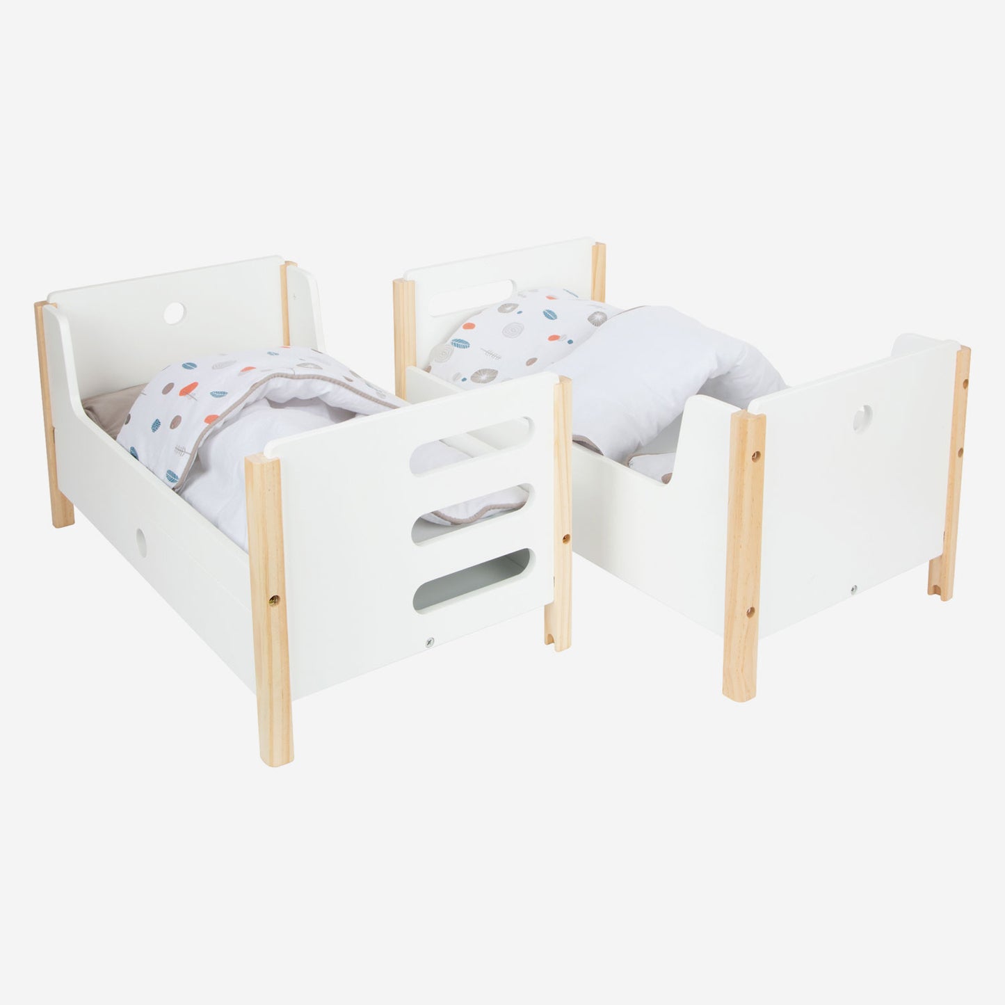 Small foot - houten poppenhoogslaper little button met beddengoed, 6dlg.