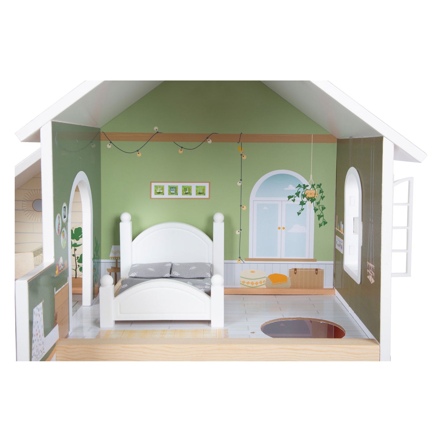 Small foot - houten urban villa poppenhuis met meubeltjes, 9dlg.