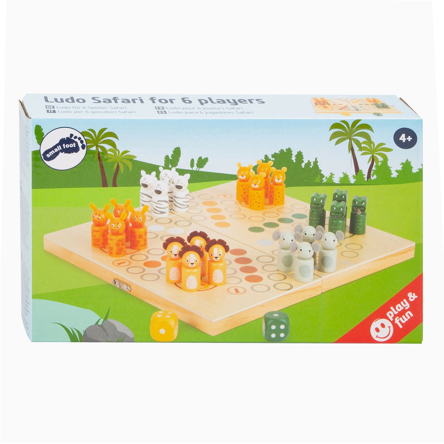 Small foot - houten ludo spel safari - 6 spelers