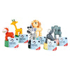 Small foot - houten drukfiguur wilde dieren, set van 6
