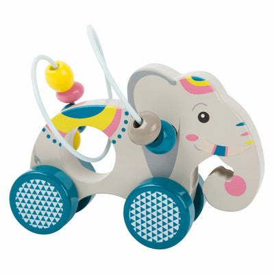 Small foot - houten duwfiguur olifant met motoriekspiraal