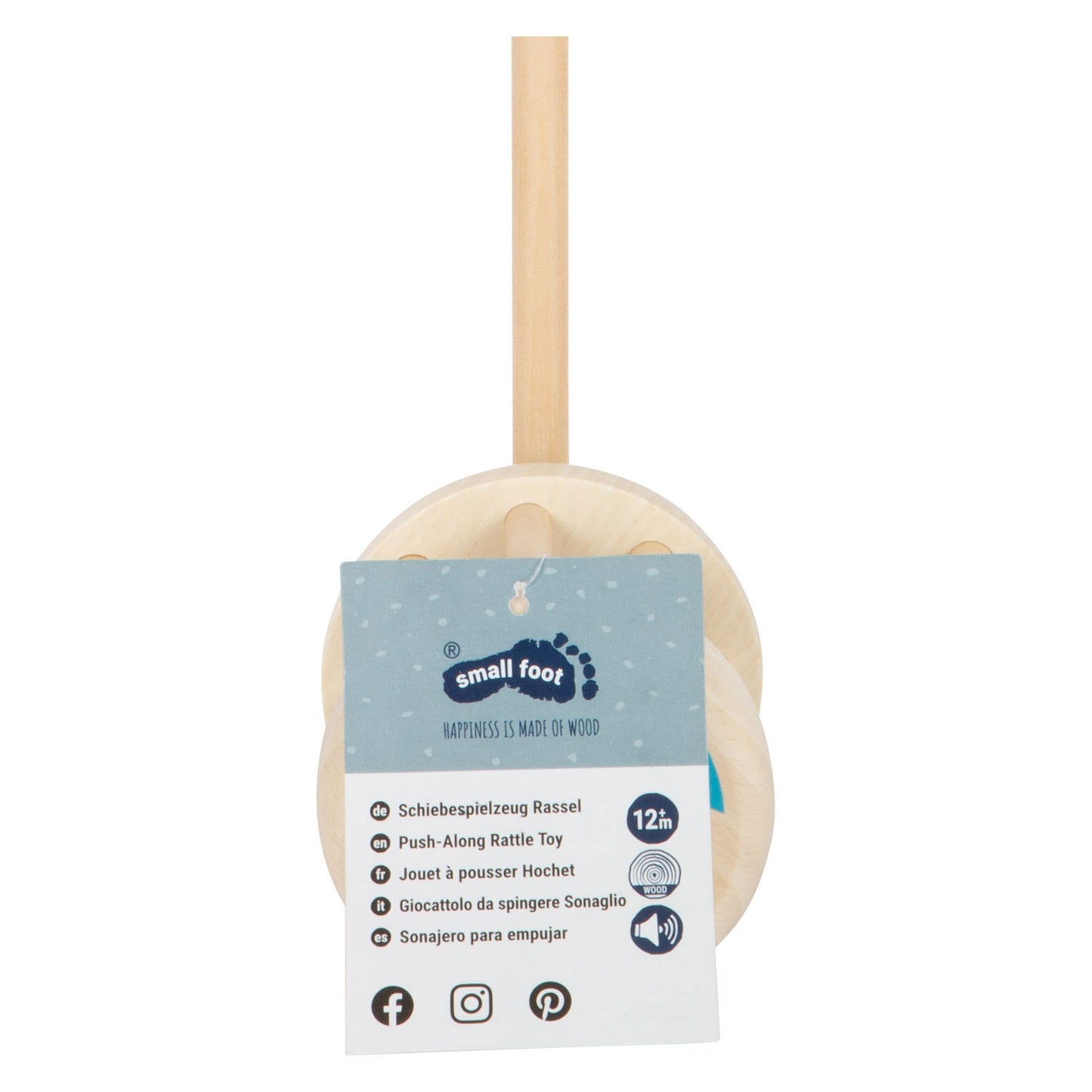 Small foot - houten duwfiguur rammelaar