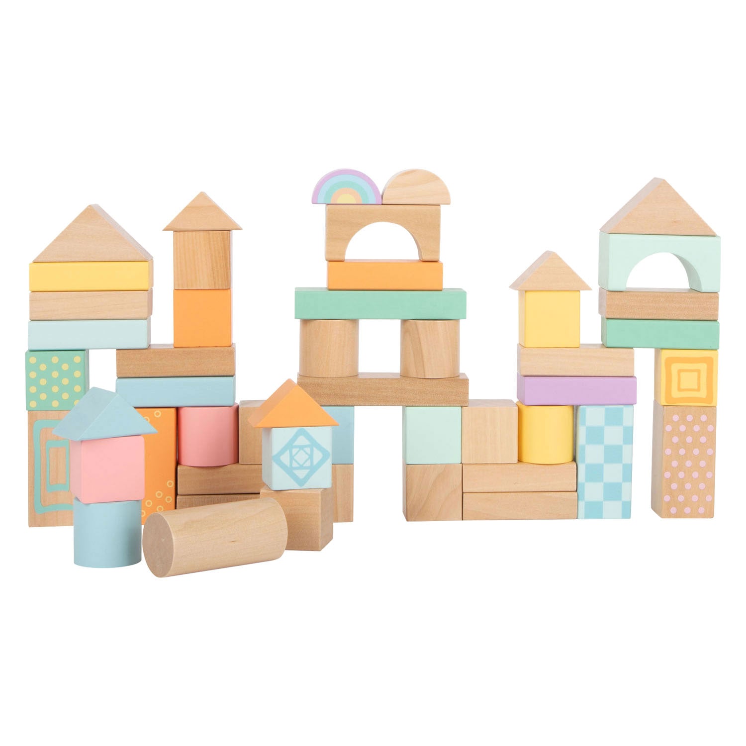 Small foot - houten bouwblokken pastel, 50dlg.