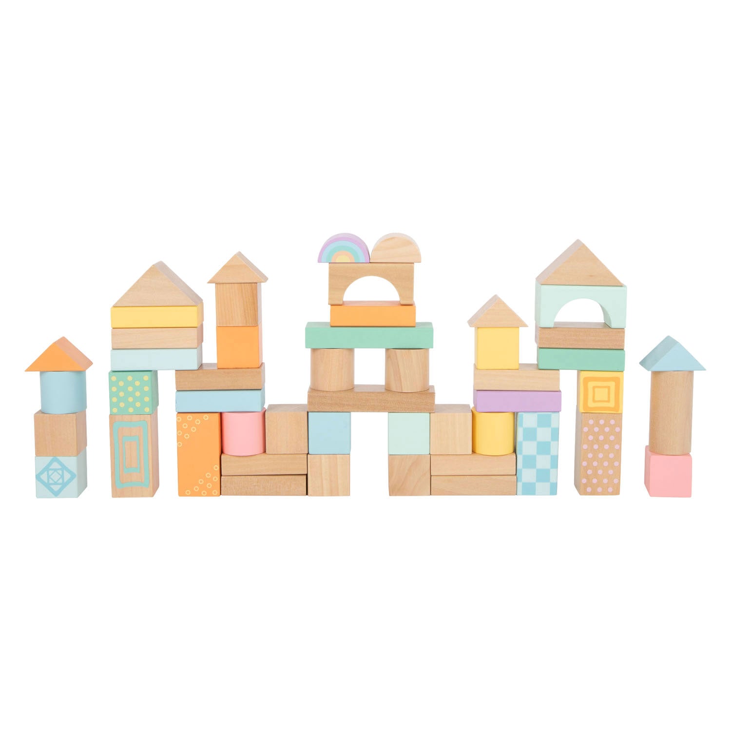 Small foot - houten bouwblokken pastel, 50dlg.