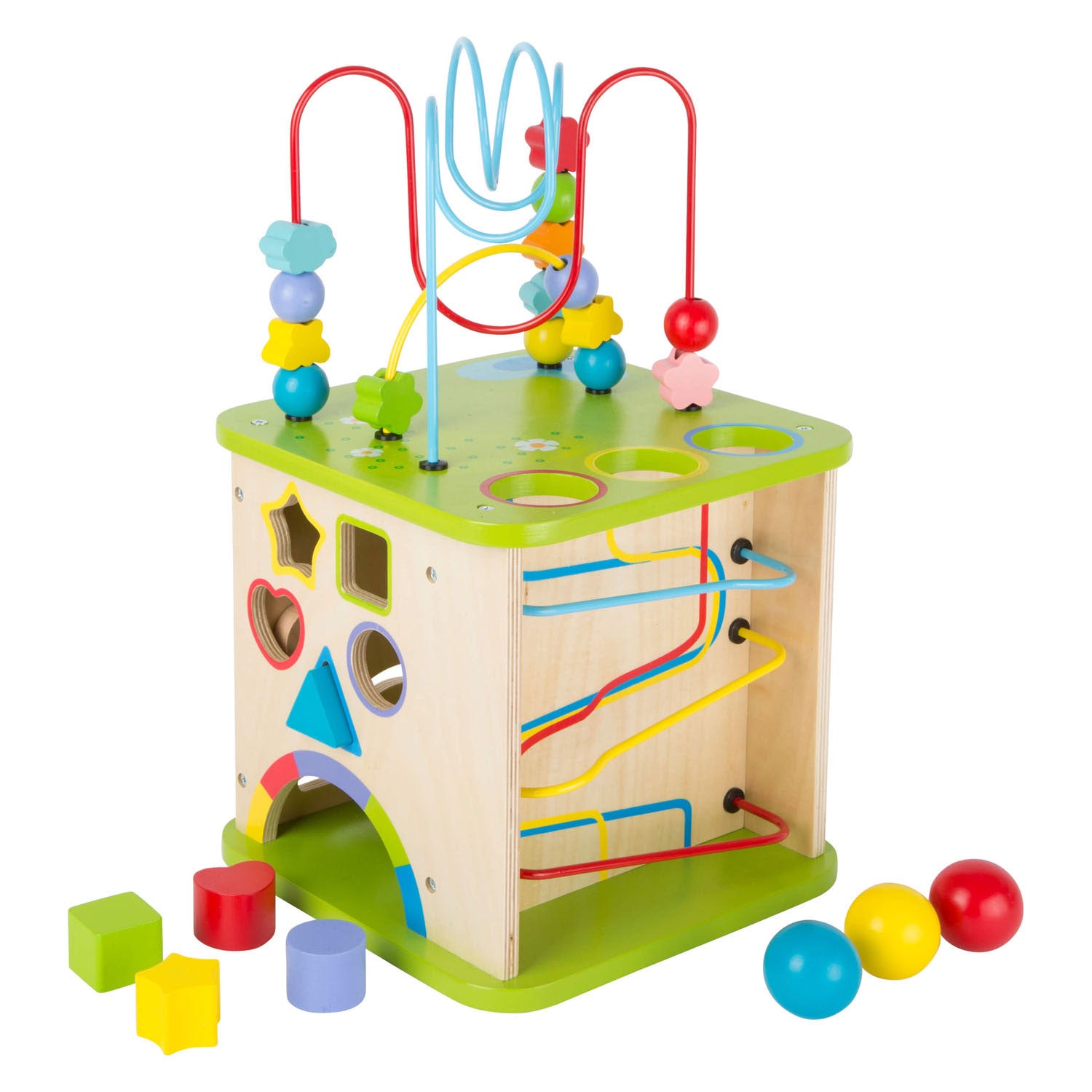 Small foot - houten activiteitenkubus met knikkerbaan, 8dlg.