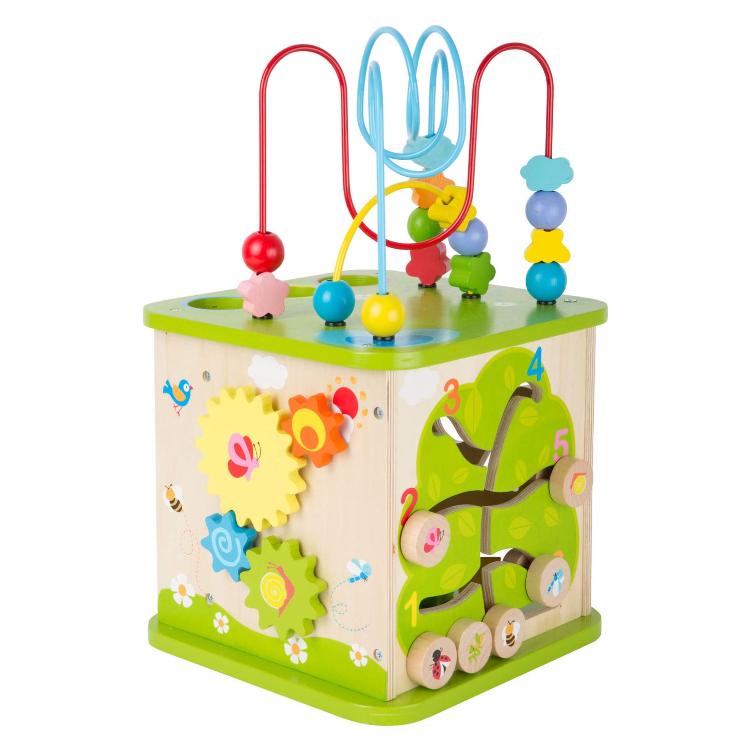 Small foot - houten activiteitenkubus met knikkerbaan, 8dlg.