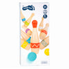 Small foot - houten kegelspel met zigzag patroon, 11dlg.