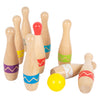 Small foot - houten kegelspel met zigzag patroon, 11dlg.