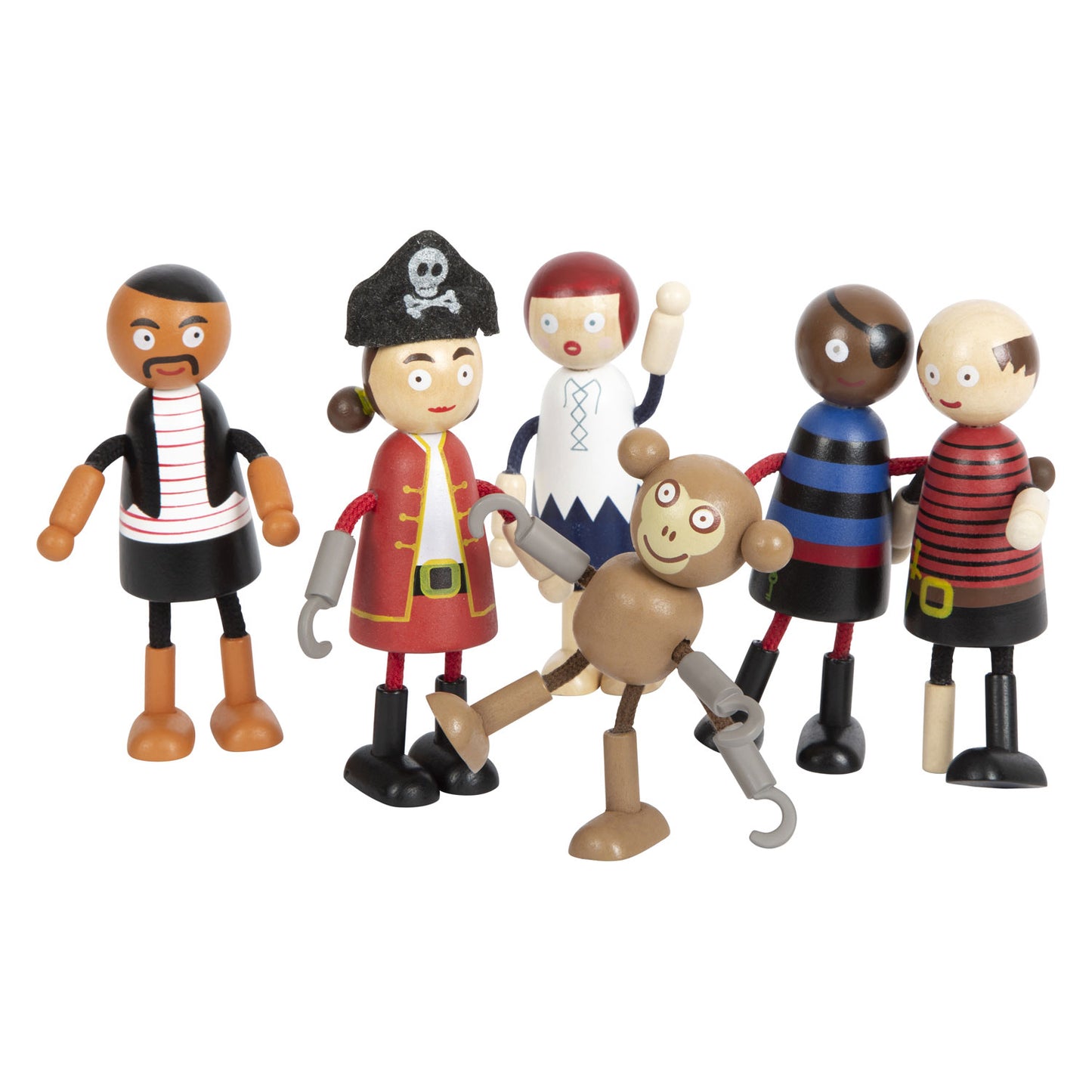 Small foot - houten poppetjes piraat buigbaar, 6st.