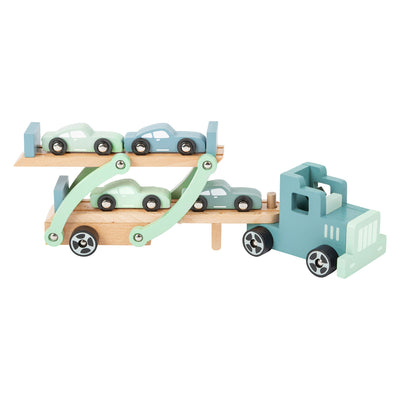 Small foot - houten vrachtwagen transporter chicago met auto's, 9dlg.