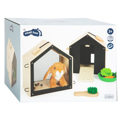 Small foot - houten konijnenhok met konijn pluche, 15dlg.