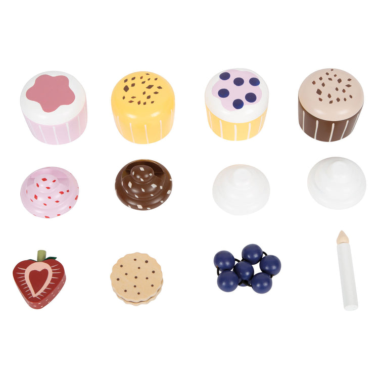 Small foot - houten speeleten etagere met cupcakes, 13dlg.