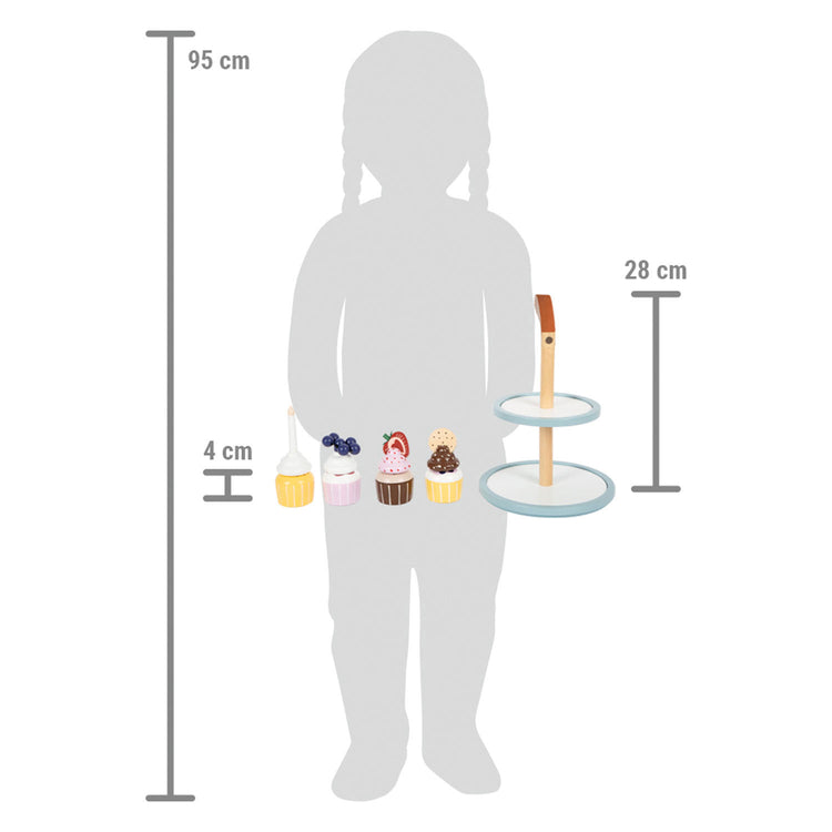 Small foot - houten speeleten etagere met cupcakes, 13dlg.