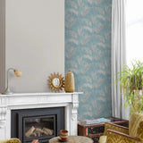 Dutch wallcoverings behang palm springs blauw en grijs - afbeelding 1