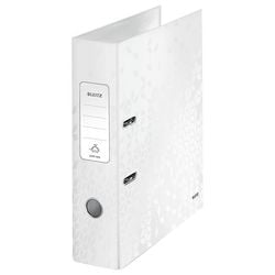 Ordner leitz 10050001 karton 80g m2 a4 breedte 8cm parelwit grijpgat rugetiket