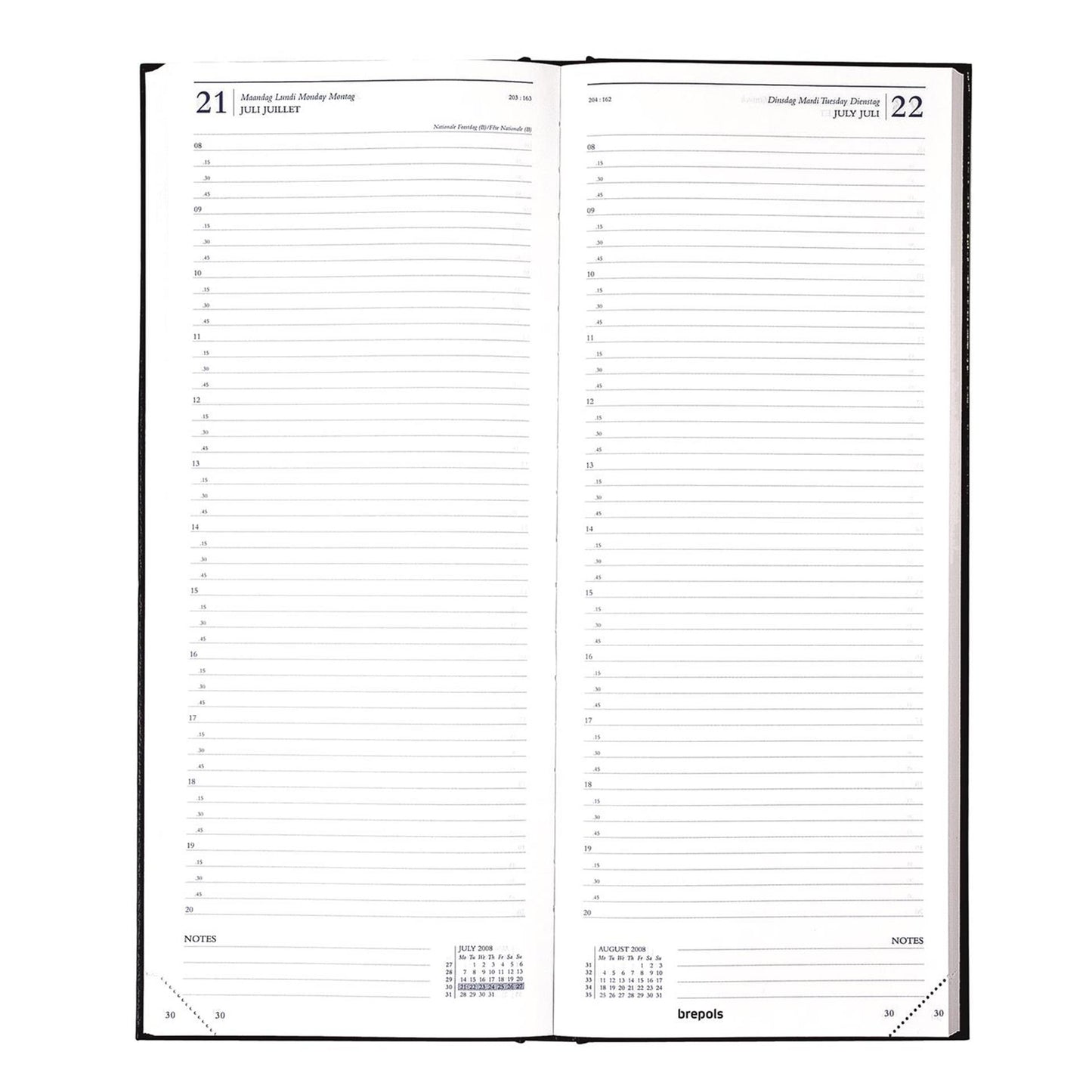 Brepols agenda saturnus 1 dag 2026 lang zwart