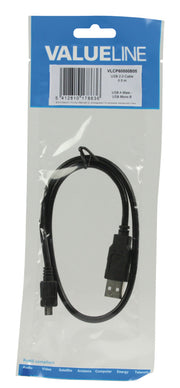 Valueline vlcp60500b05 usb 2.0 usb a male - usb micro b male kabel 0,50 m zwart - afbeelding 3
