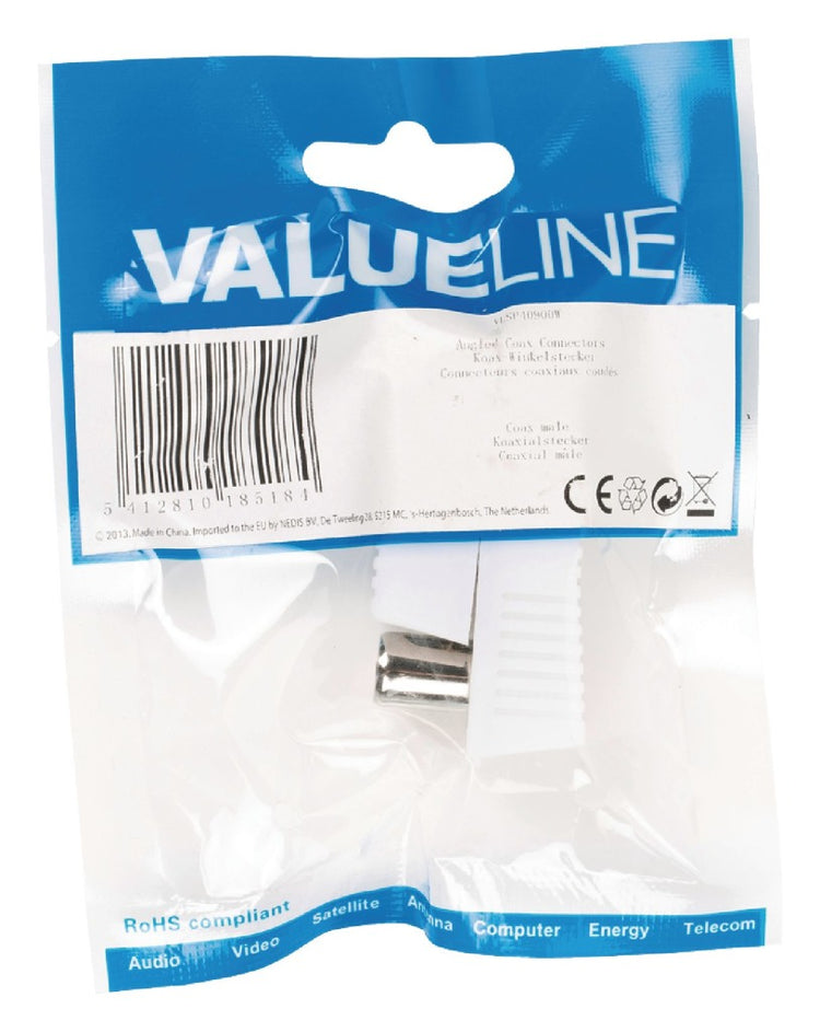 Valueline vlsp40900w gehoekte coax connectoren coax mannelijk wit