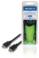 Valueline vlvb34000b10 high speed hdmi kabel met ethernet hdmi-connector - hdmi-connector 1.00 m zwart - afbeelding 1