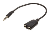 Valueline vlap22100b02 jack stereo audio verdeelkabel 3,5 mm mannelijk - 2x 3,5 mm vrouwelijk 0,20 m zwart - afbeelding 1